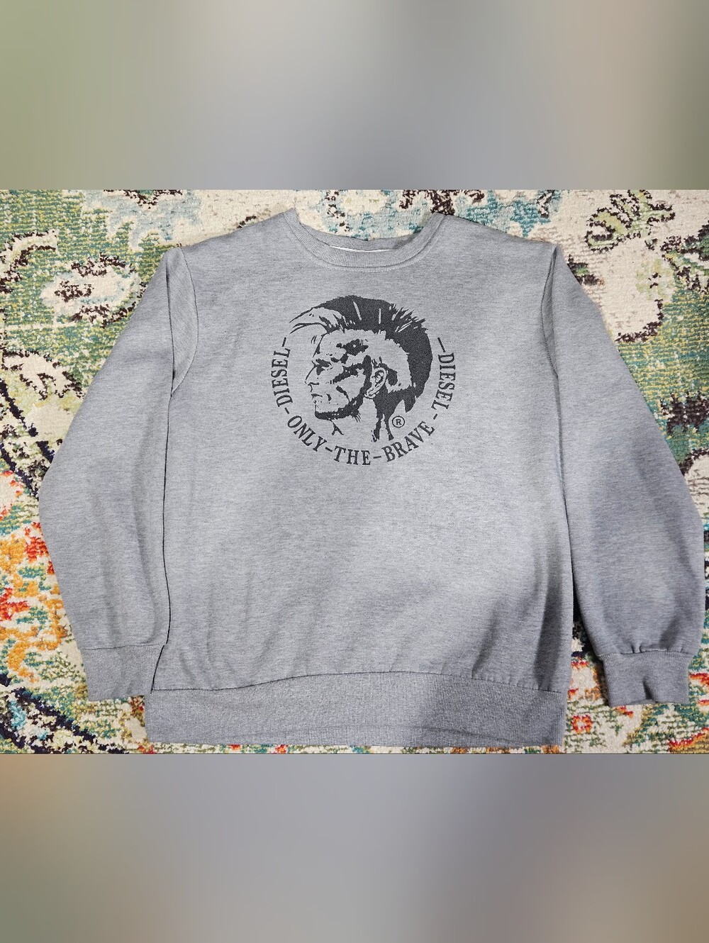 DIESEL Grey "Only The Brave" Mohican Graphic Crewneck Sweatshirt - Size XL